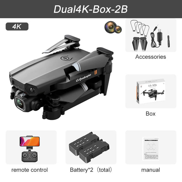 XT6 Mini Drone 4K 1080P HD Camera WiFi Fpv Air Pressure Altitude Hold Foldable Quadcopter RC Dron Kid Toy Boys GIfts Mini Drone 4K 1080P HD Camera DailyAlertDeals Dual4K Box 2B USA 