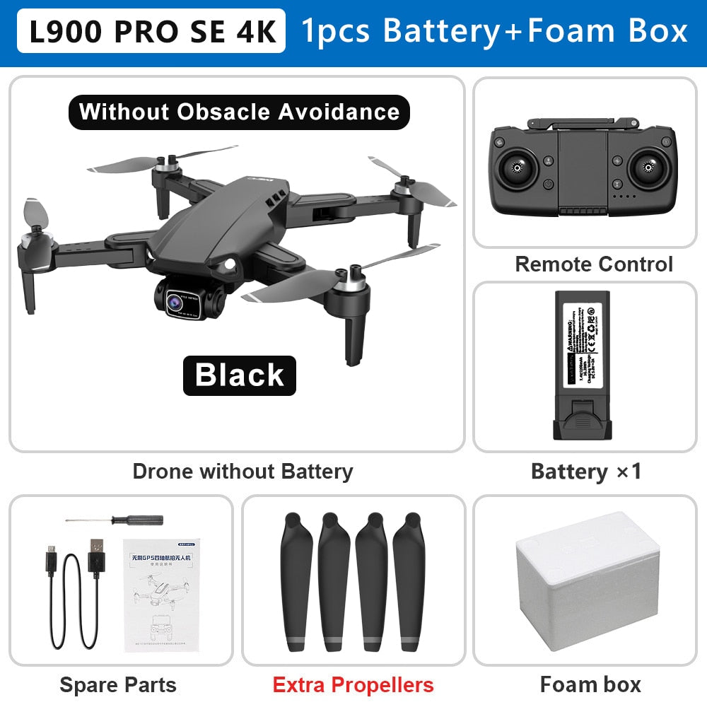 L900 PRO SE 4K HD Dual Camera Drone Visual Obstacle Avoidance Brushless Motor GPS 5G WIFI RC Dron Professional FPV Quadcopter Camera Drone DailyAlertDeals Black 4K-1B-Foam China 