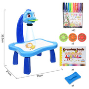 Kids Led Projector Drawing Table Toy Set Art Painting Board Table Light Toy Educational Learning Paint Tools Toys for Children Kids Led Projector Drawing Table DailyAlertDeals China A Blue with box 