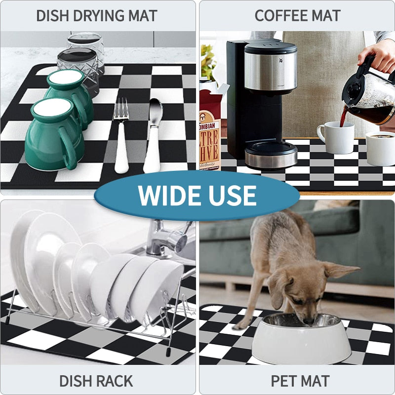 Kitchen Rubber Pad Dish Drying Mat Super Absorbent Drainer Mats Tableware Bottle Rugs Kitchen Dinnerware Placement Rubber pads DailyAlertDeals   