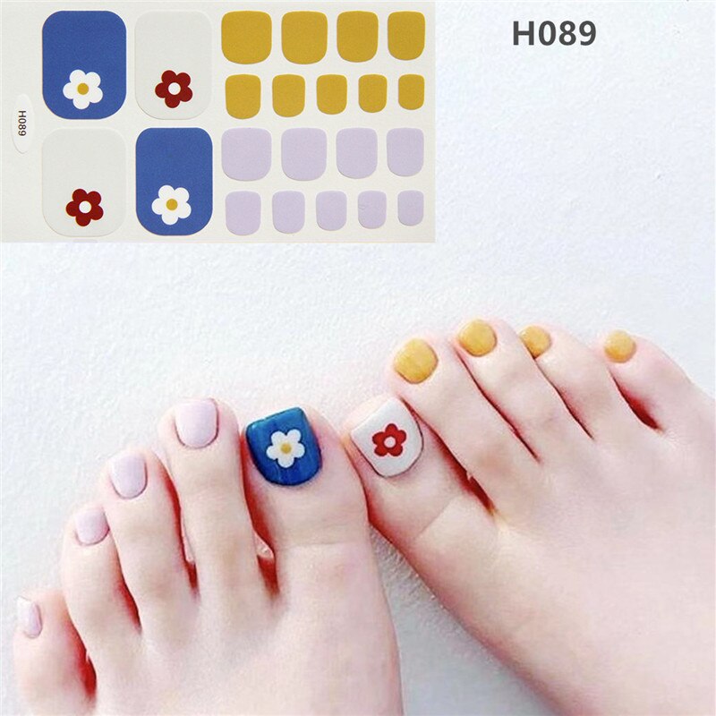 22tips Korea Toe Nail Sticker Wraps Adhesive Decals Toenail Polish Strips DIY Pedicure Foot Decals Manicure Women nail art DailyAlertDeals
