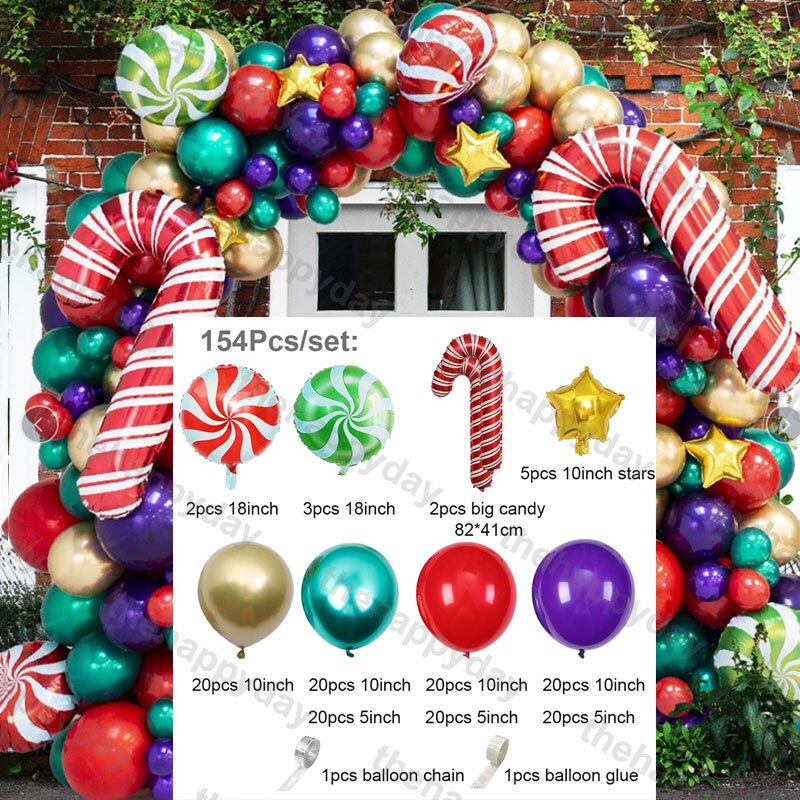 Christmas Balloon Arch Green Gold Red Box Candy Balloons Garland Cone Explosion Star Foil Balloons Christmas Decoration Party Christmas Balloons DailyAlertDeals Q 154pcs christmas Other 