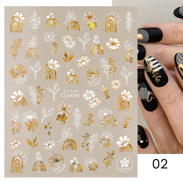 Harunouta Gold Leaf 3D Nail Stickers Spring Nail Design Adhesive Decals Trends Leaves Flowers Sliders for Nail Art Decoration 0 DailyAlertDeals CJ-029  