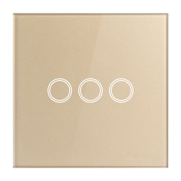 MiniTiger EU Touch Switch LED Crystal Glass Panel Wall Lamp Light Switch 1/2/3 Gang AC100-240V LED Sensor Switches Interruttore LED Touch Switch DailyAlertDeals Gold Touch 3-Gang EU Standard 