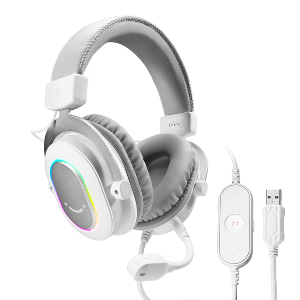 Dynamic RGB Gaming Headset with Mic Over-Ear Headphones 7.1 Surround Sound PC PS4 PS5 3 EQ Options Game Movie Music headphones DailyAlertDeals White USA 