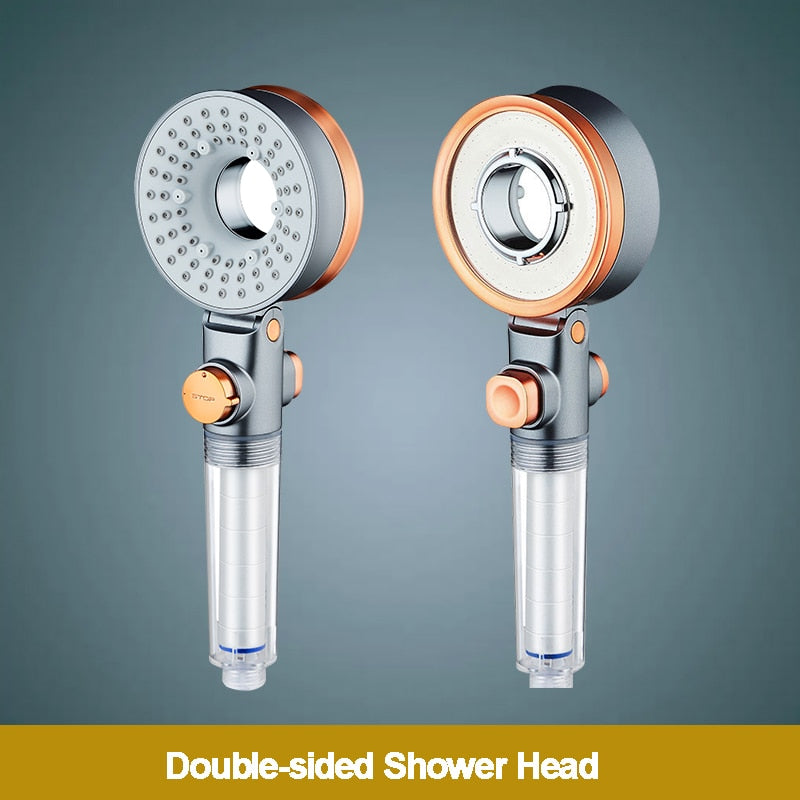 Double Sided Unique Shower Head Bathroom 3 Water Saving Filtration Round Rainfall Adjustable Nozzle Sprayer Double Sided Hand Shower DailyAlertDeals 3018HS  