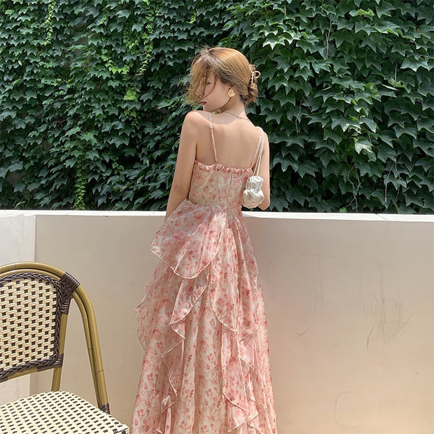 Elegant Chiffon Print Dress Women Retro Sexy Sweet Fit Chic Spaghetti Strap Lace-up Corset Dress Holiday Beach Summer Dress 2022 0 DailyAlertDeals   