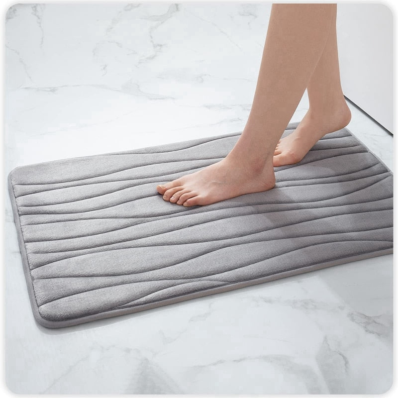 Memory Foam Bath Mat Anti-Slip Shower Carpet Soft Foot Pad Decoration Floor Protector Absorbent Quick Dry Bathroom Rug Mats & Rugs DailyAlertDeals 43x61cm(17x24inch) China gray 2