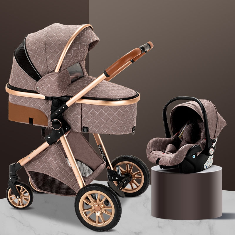 3 in 1 Luxury Baby Stroller With Car Seat Pram Kids Carriage Pushchair for Children Royal Luxury 3 in 1 Baby Stroller DailyAlertDeals Poland 3in1 khaki 