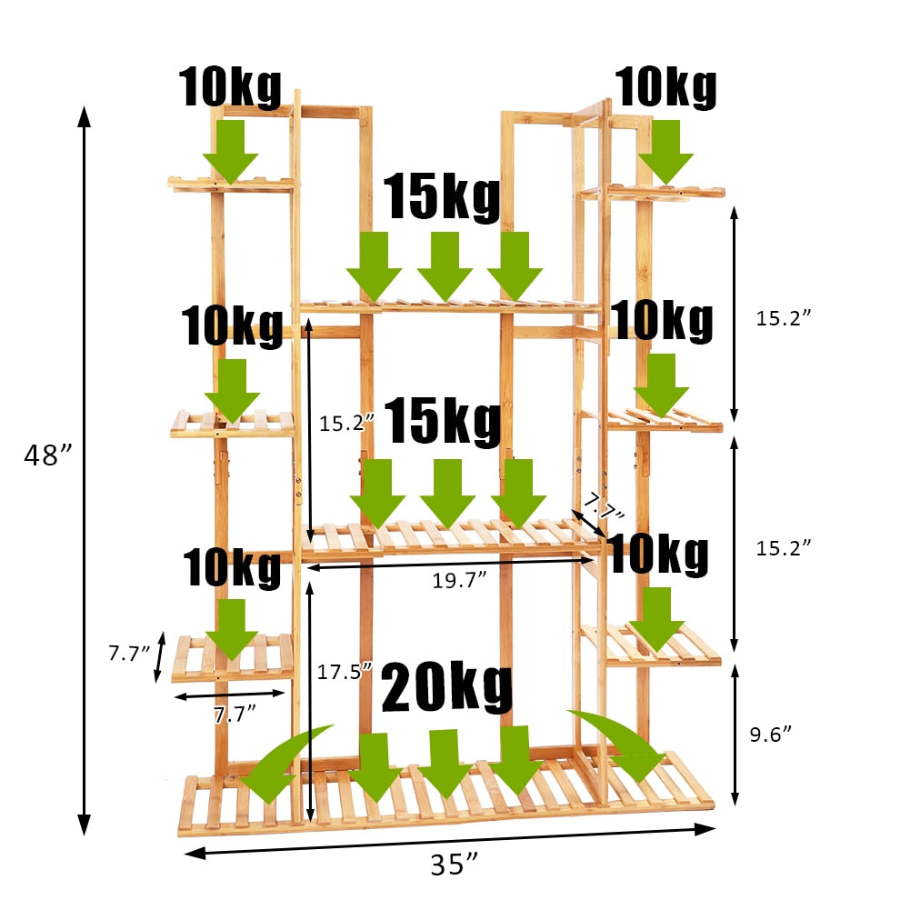 Extra Large Bamboo Plant Stand for Indoor Plants 9 Tier Organizer Living Room Home Decoration 6 Tier Wooden Plant Stand Carbonized DailyAlertDeals   