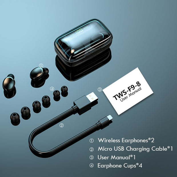 TWS Bluetooth Earphones 2200mAh Charging Box Wireless Headphone Fone Stereo Wireless Headset with Mic Sports Waterproof Earbuds headphones DailyAlertDeals   