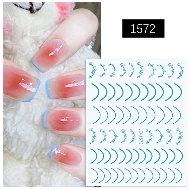 French 3D Nail Decals Stickers Stripe Line French Tips Transfer Nail Art Manicure Decoration Gold Reflective Glitter Stickers nail art DailyAlertDeals 09  