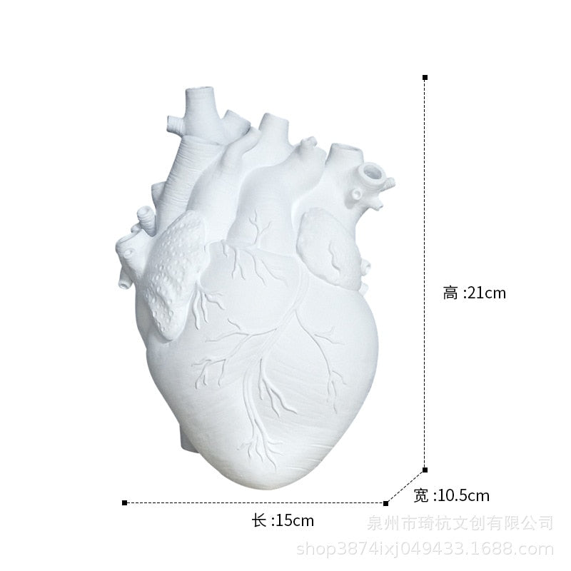 Heart Shape Flower Vase Resin Vase Dried Flower Container Vases Pots Body Sculpture Desktop Flower Pot Home Decoration Ornaments Nordic Ceramic Vase DailyAlertDeals white 21cm  