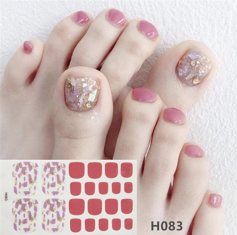 22tips Korea Toe Nail Sticker Wraps Adhesive Decals Toenail Polish Strips DIY Pedicure Foot Decals Manicure Women nail art DailyAlertDeals H083  
