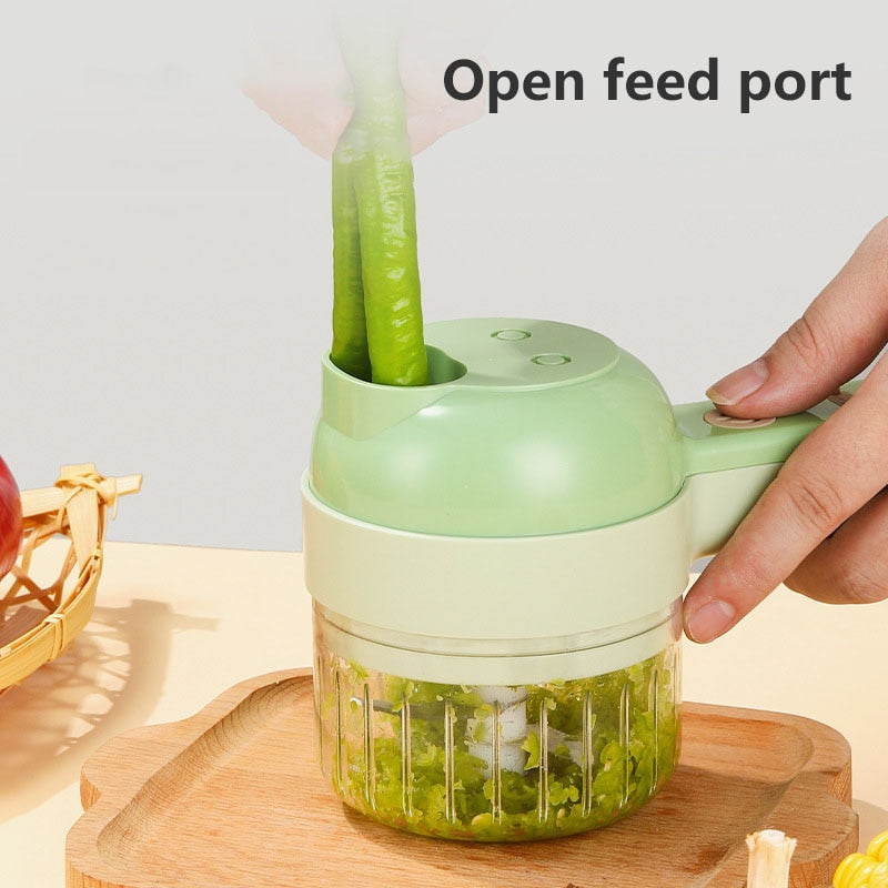 Multifunctional Handheld Electric Vegetable Slicer 4 In 1 Fruit Carrot Potato Chopper Cutting Machine USB Charging Potato Masher Wireless Kitchen Slicers DailyAlertDeals   