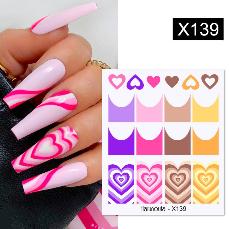 Harunouta Valentine Love Heart Line Dsign Water Nail Stickers Gold Black Leaves Flower Geometrics Slider For Nail Art Decoration 0 DailyAlertDeals   