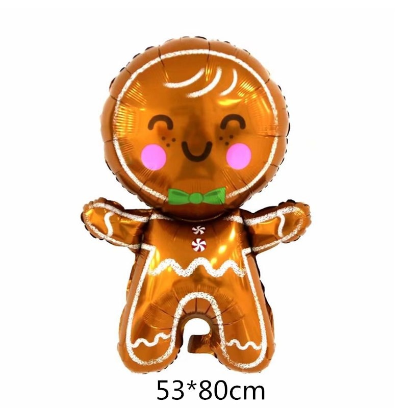 1pc Jumbo Gingerbread Man Foil Balloons Christmas Balloon Xmas Helium Foil Balloon Christmas Party Supplies New Year Decoration Balloons DailyAlertDeals gingerbread Man As pitures show 