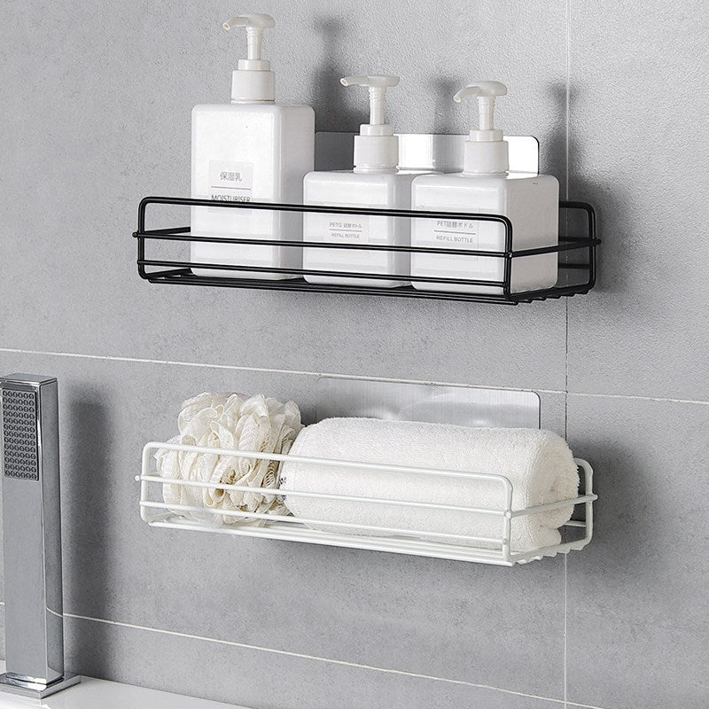Japanese-style wrought iron bathroom shelf wall-mounted shower gel storage rack toilet free punch toiletry stand bathroom shelf DailyAlertDeals   