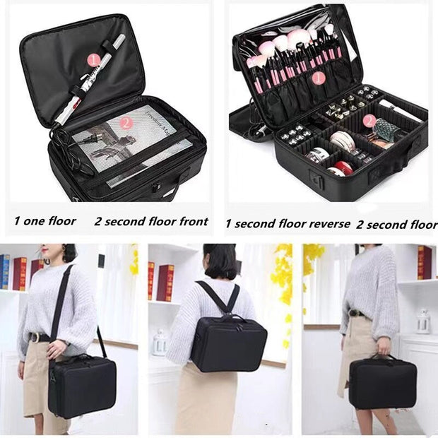 Portable Makeup Bag Nail Art Clapboard Makeup Case Toolbox Cosmetic Bags for Women Travel makeup bag DailyAlertDeals   