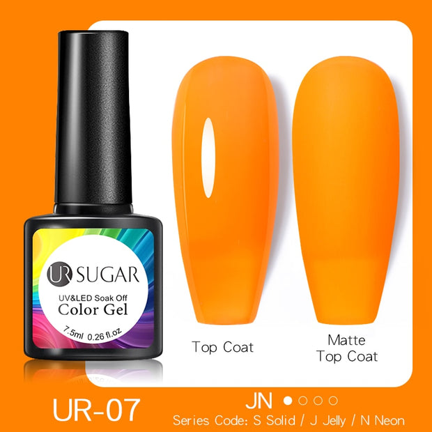 UR SUGAR 7.5ml Dark Purple Gel Nail Polish Soak Off UV LED Semi Permanent Gel Varnishes Manicure Nails Art Matte Top Coat Needed nail polish DailyAlertDeals neon 07  