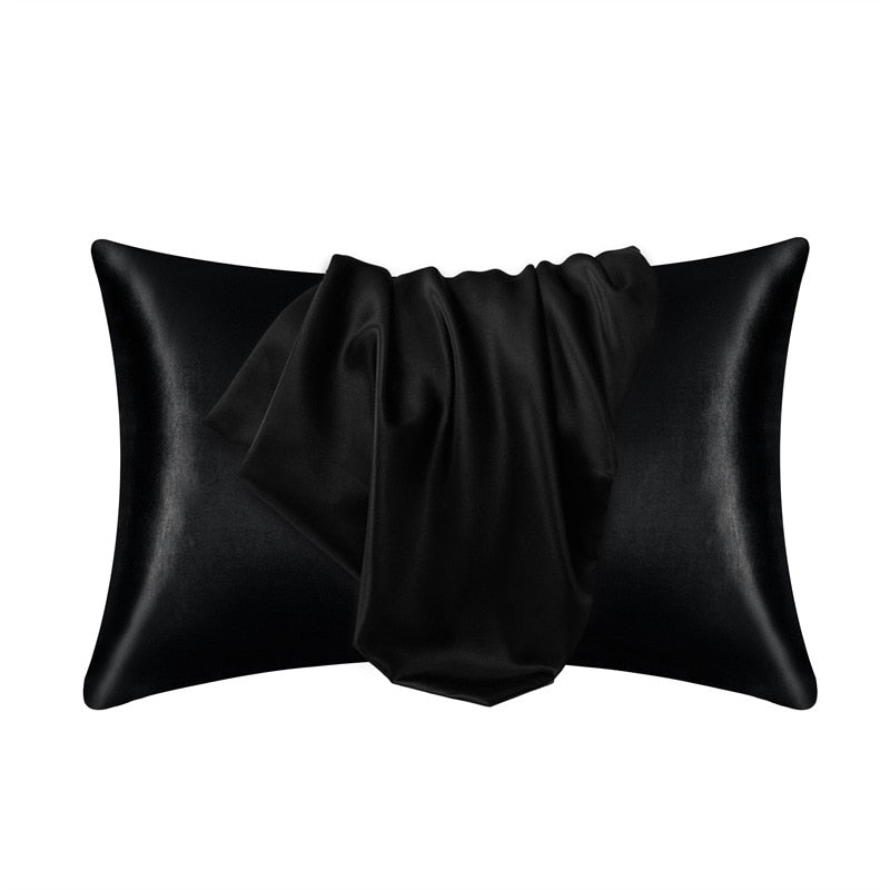 Pillowcase 100% Silk  Pillow Cover Silky Satin Hair Beauty Pillow case Comfortable Pillow Case Home Decor wholesale Pillowcases & Shams DailyAlertDeals black 51cmx66cm 