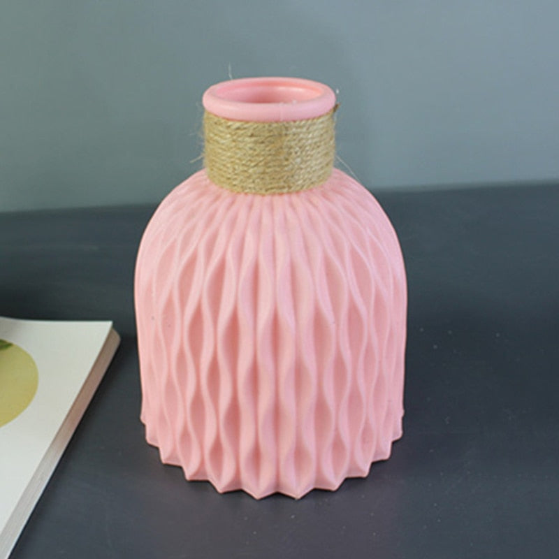 Modern Flower Vase Imitation Ceramic Flower Pot Decoration Home Plastic Vase Flower Arrangement Nordic Style Home Decoration Vases Flower Pots DailyAlertDeals Pink  