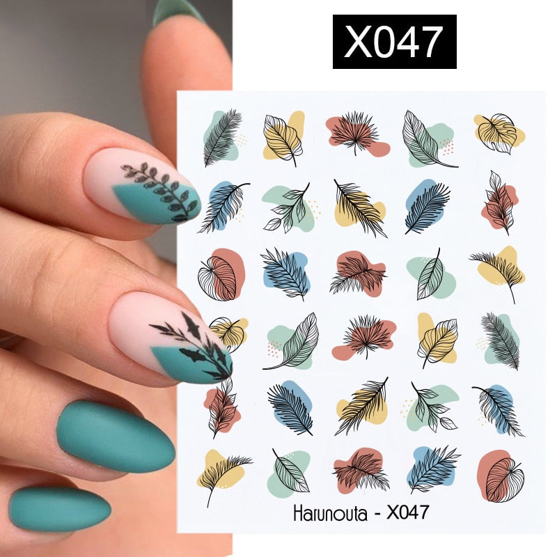 Harunouta Autumn Flowers Leaves Line Patter Nails Sticker Nail Art Decorations Decals Water Transfer Slider Foil Manicures Wraps 0 DailyAlertDeals   