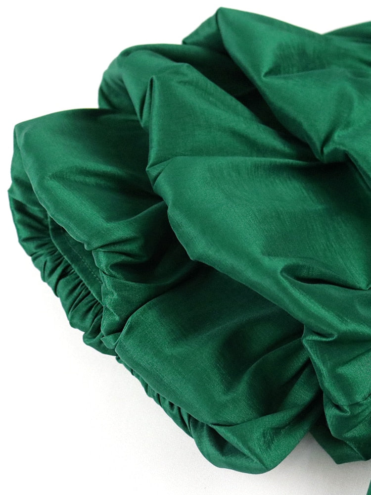 Women Jumpsuits Shiny Skew Collar Puff Sleeves High Waist One Piece Slim Elegant Office Ladies Summer Fashion Party Elegant New High Waist One Piece Slim Elegant Suit for women DailyAlertDeals   