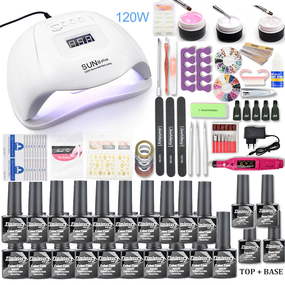 Gel Nail Polish Set 20000-35000RPM Nail Drill Machine Kit With UV LED Lamp Manicure Tools Kit Nail Art Set UV Builder Nail Gel Electric Manicure Drill & Accessory DailyAlertDeals 120W 20PCS SET China 