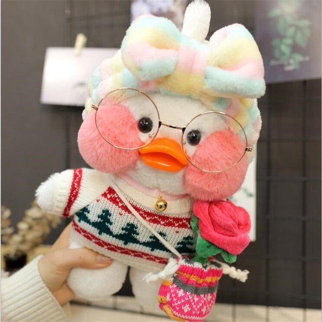 30cm Kawaii Plush LaLafanfan Cafe Duck Anime Toy Stuffed Soft Kawaii Duck Doll Animal Pillow Birthday Gift for Kids Children doll for girls DailyAlertDeals 001-rose-w  