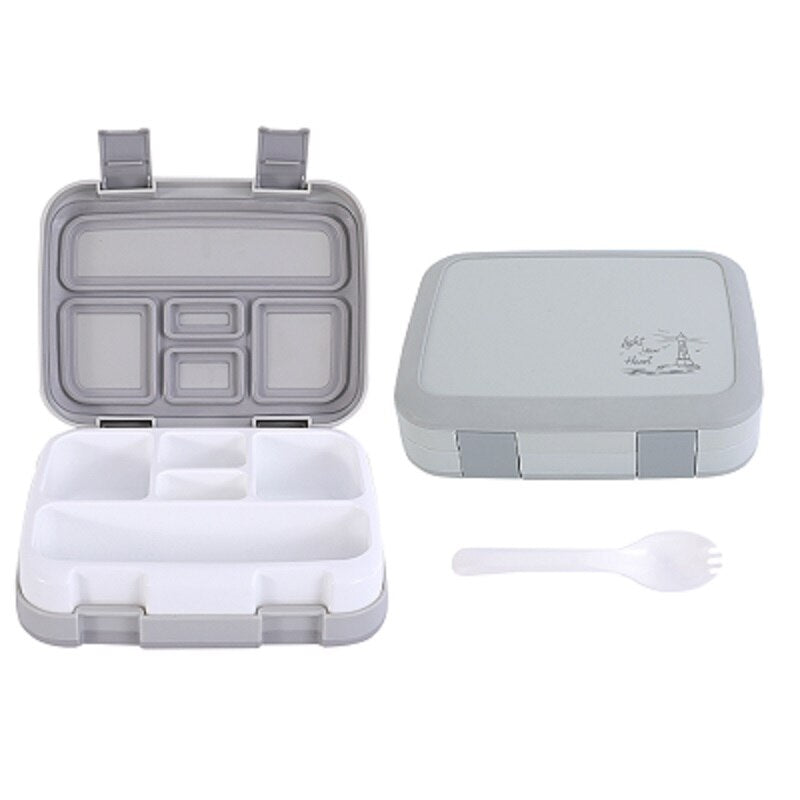Portable Lunch Box Microwave LunchBox Sealed Salad Box Outdoor Camping Bento Box Tableware Picnic Food Storage Container For Kid Lunch box for kids DailyAlertDeals 1Pcs-5grids-Gray USA 800ml