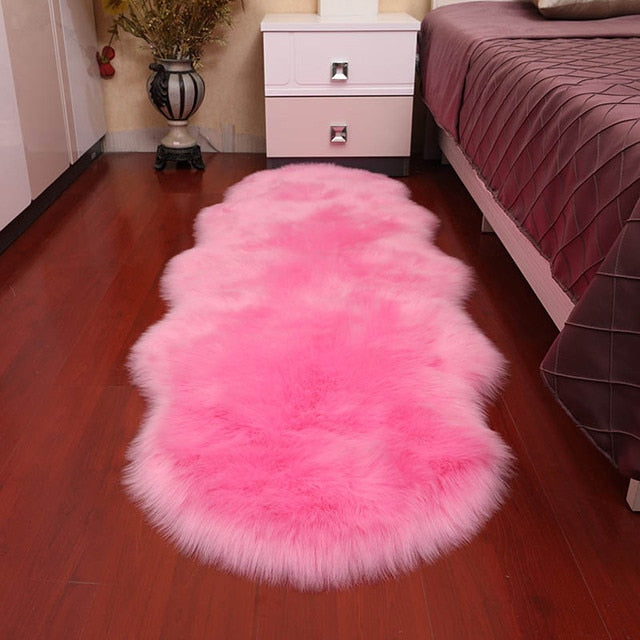 2023 New Plush Soft Sheepskin Bedroom Carpet Imitation Wool Pad Long Hair Bedside Mat Sofa Cushion Rugs Living Room Fur Carpet Carpets & Rugs DailyAlertDeals PD1006 60x100cm China