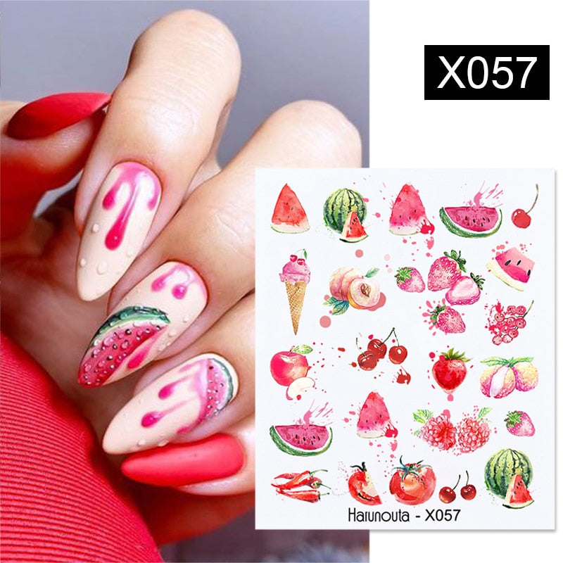 Harunouta Spring Simple Green Theme Water Decal Sticker Flower Leaf Tree Summer DIY Slider For Manicuring Nail Art Watermarks 0 DailyAlertDeals X057  