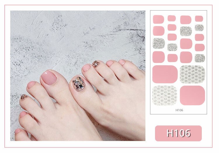 22tips Korea Toe Nail Sticker Wraps Adhesive Decals Toenail Polish Strips DIY Pedicure Foot Decals Manicure Women nail art DailyAlertDeals H106  