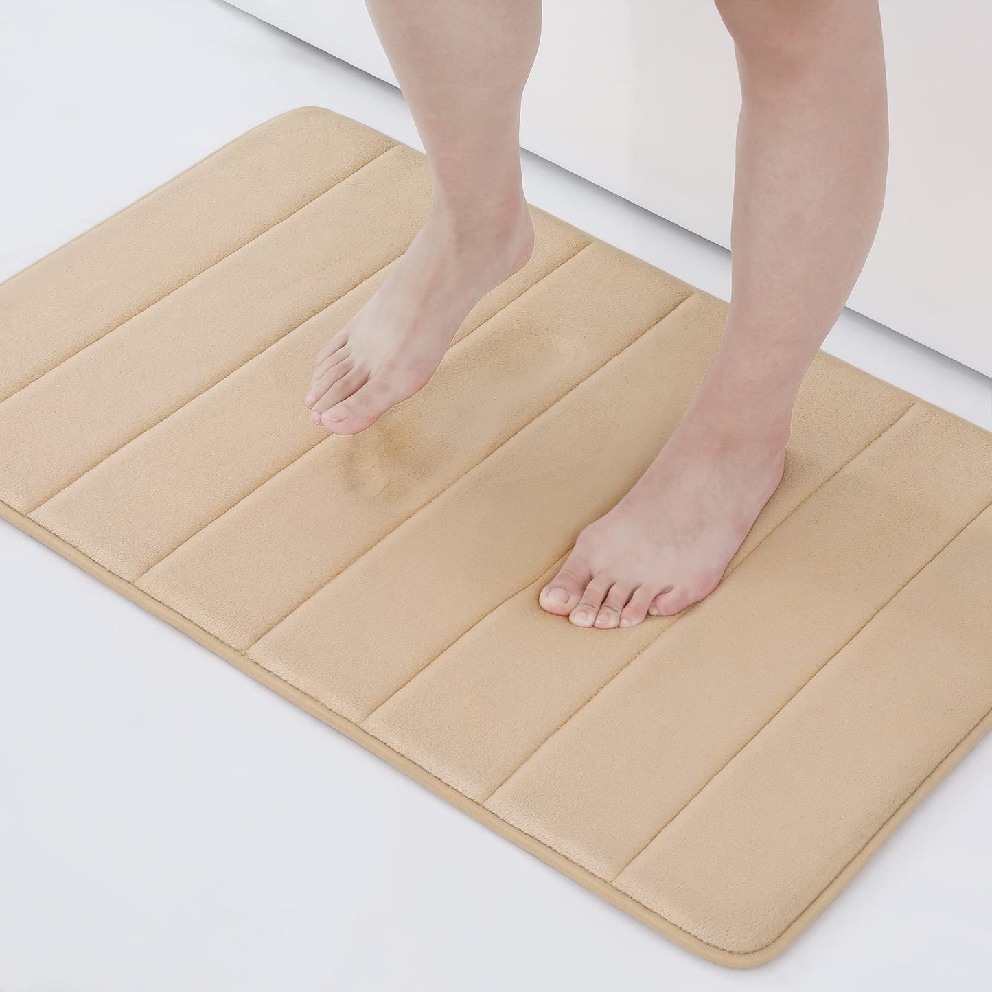 Memory Foam Bath Mat Anti-Slip Shower Carpet Soft Foot Pad Decoration Floor Protector Absorbent Quick Dry Bathroom Rug Mats & Rugs DailyAlertDeals 43x61cm(17x24inch) China beige 2