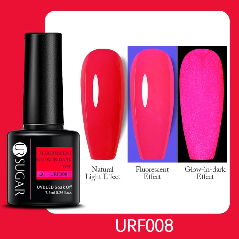 UR SUGAR Fluorescent Gel Nail Polish Neon Yellow Green Blue Color Gel Soak Off UV Nail Gel Varnish For Nail Art Top Coat Neon Fluorescent Gel Nail Polish DailyAlertDeals Luminous URF008  