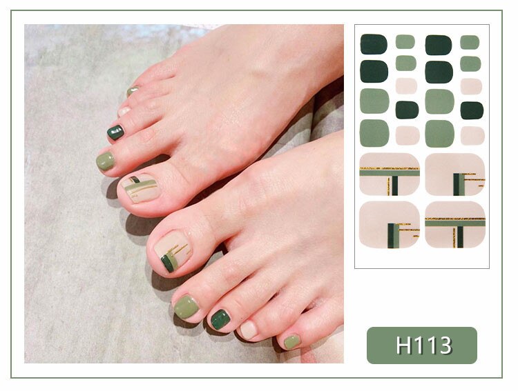 22tips Korea Toe Nail Sticker Wraps Adhesive Decals Toenail Polish Strips DIY Pedicure Foot Decals Manicure Women nail art DailyAlertDeals H113  