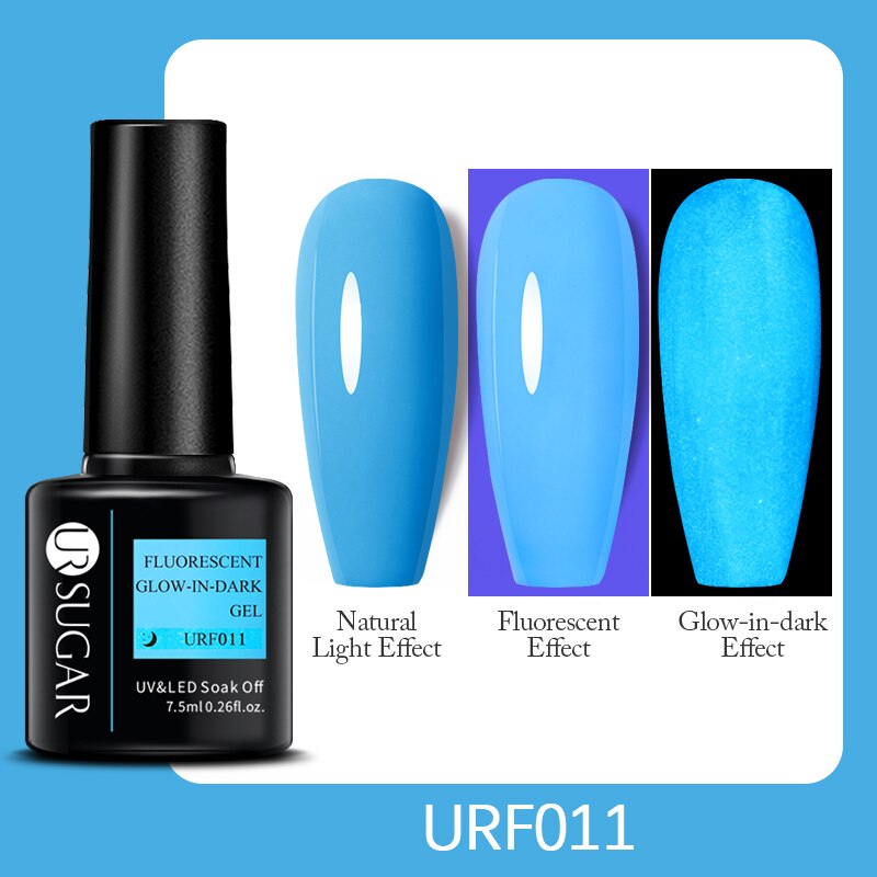 UR SUGAR Fluorescent Gel Nail Polish Neon Yellow Green Blue Color Gel Soak Off UV Nail Gel Varnish For Nail Art Top Coat Neon Fluorescent Gel Nail Polish DailyAlertDeals Luminous URF011  