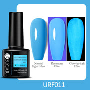 UR SUGAR Fluorescent Gel Nail Polish Neon Yellow Green Blue Color Gel Soak Off UV Nail Gel Varnish For Nail Art Top Coat Neon Fluorescent Gel Nail Polish DailyAlertDeals Luminous URF011  