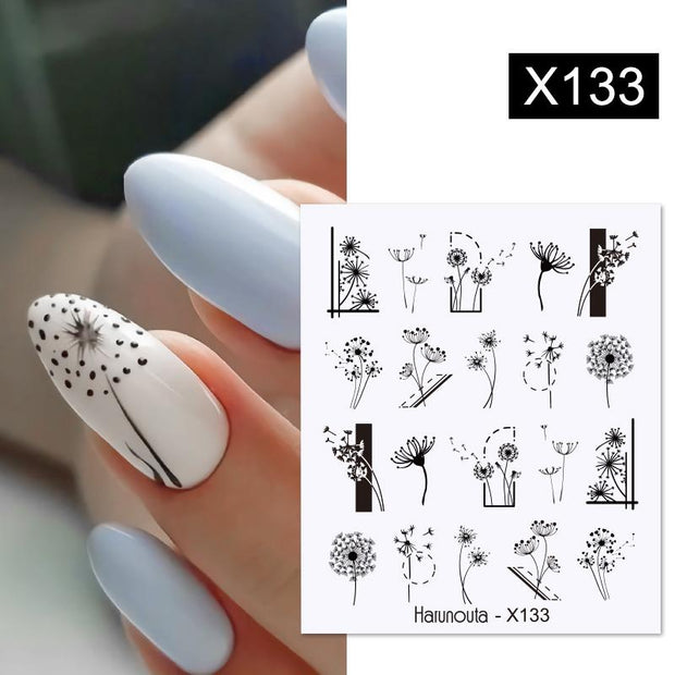 Harunouta 1pcs Nail Sticker Flower Water Transfer White Rose Necklace Lace Jewelry Nail Water Decal Black Wraps Tips 0 DailyAlertDeals X133  