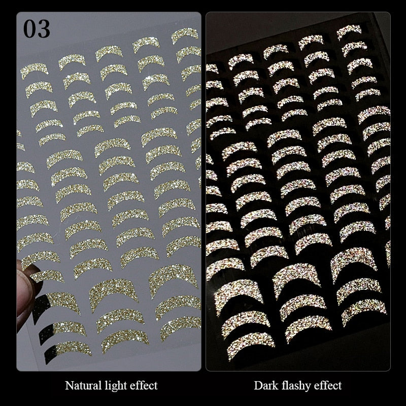 French 3D Nail Decals Stickers Stripe Line French Tips Transfer Nail Art Manicure Decoration Gold Reflective Glitter Stickers nail art DailyAlertDeals 03  