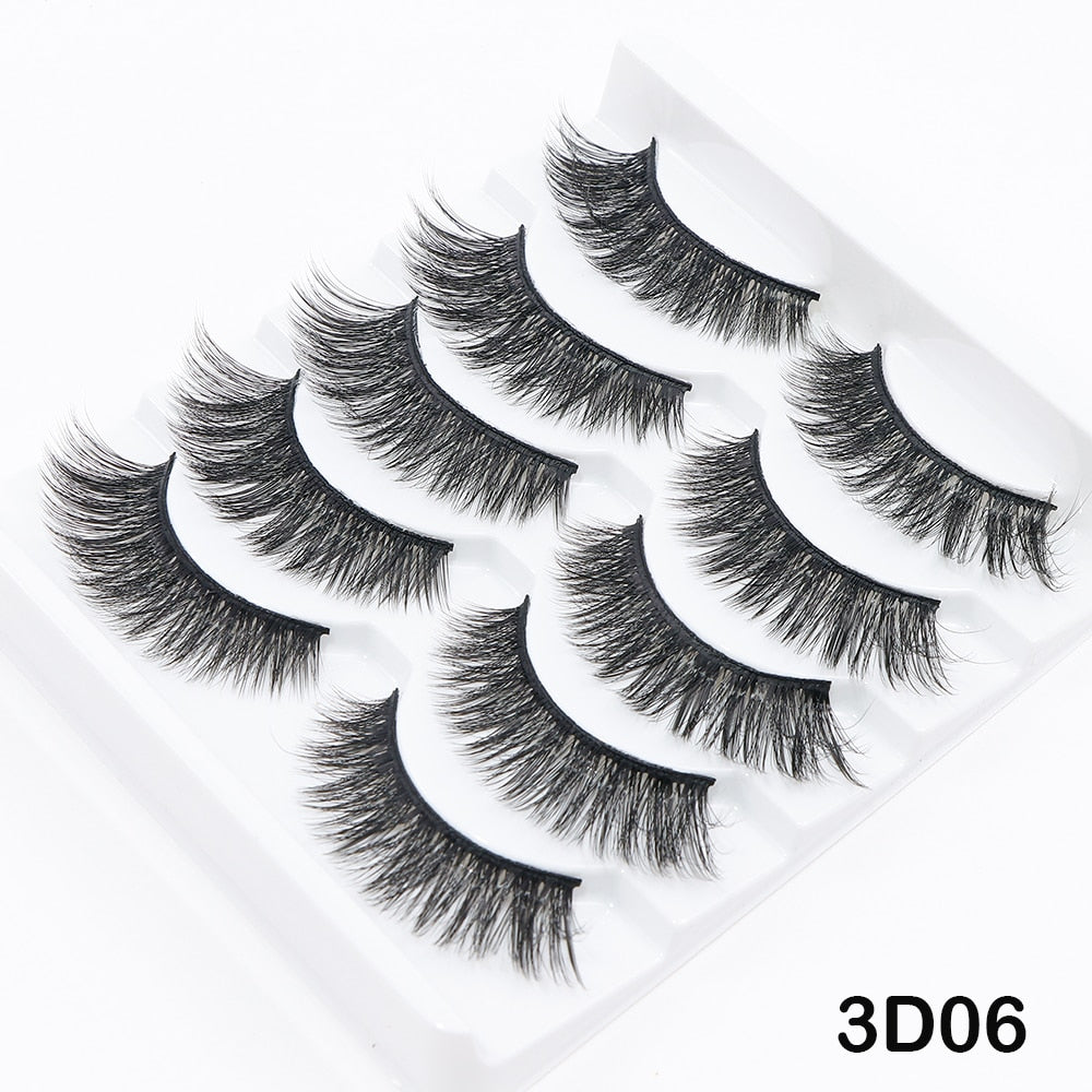 5/10Pairs 3D Mink Lashes Natural Eyelashes Dramatic False Eyelashes Faux Cils Makeup Wholesale Fake Eyelash Extension maquiagem 0 DailyAlertDeals 5Pairs-3D06 China 