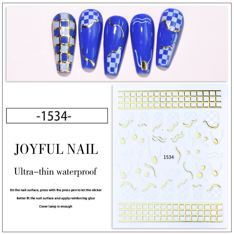 French 3D Nail Decals Stickers Stripe Line French Tips Transfer Nail Art Manicure Decoration Gold Reflective Glitter Stickers nail art DailyAlertDeals 1534  
