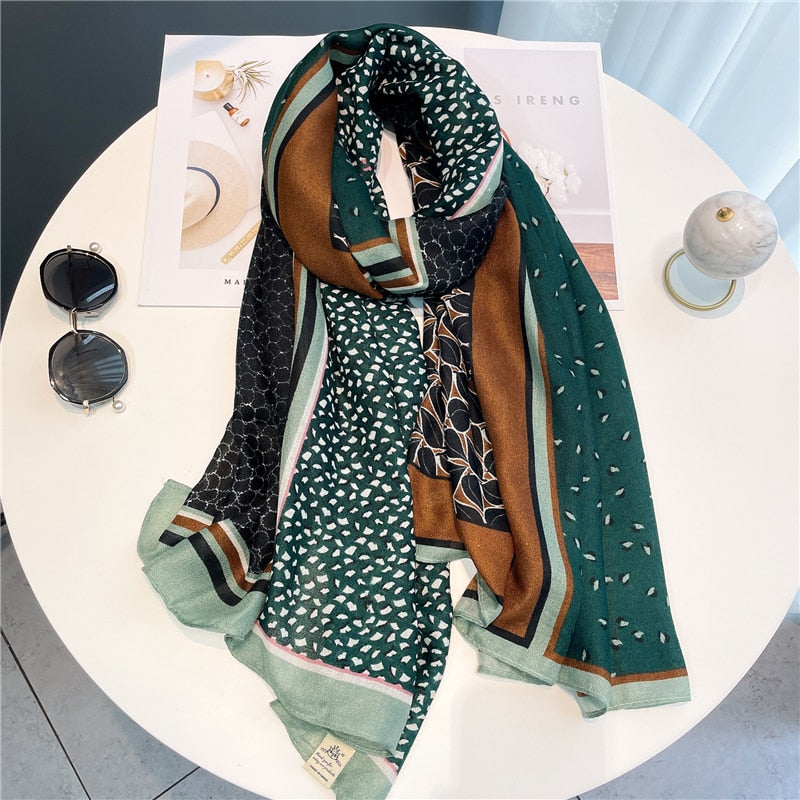 2022 New Design Brand Women Scarf Fashion Print Cotton Spring Winter Warm Scarves Hijabs Lady Pashmina Foulard Bandana Plaid 0 DailyAlertDeals YM191-1 180x90cm 