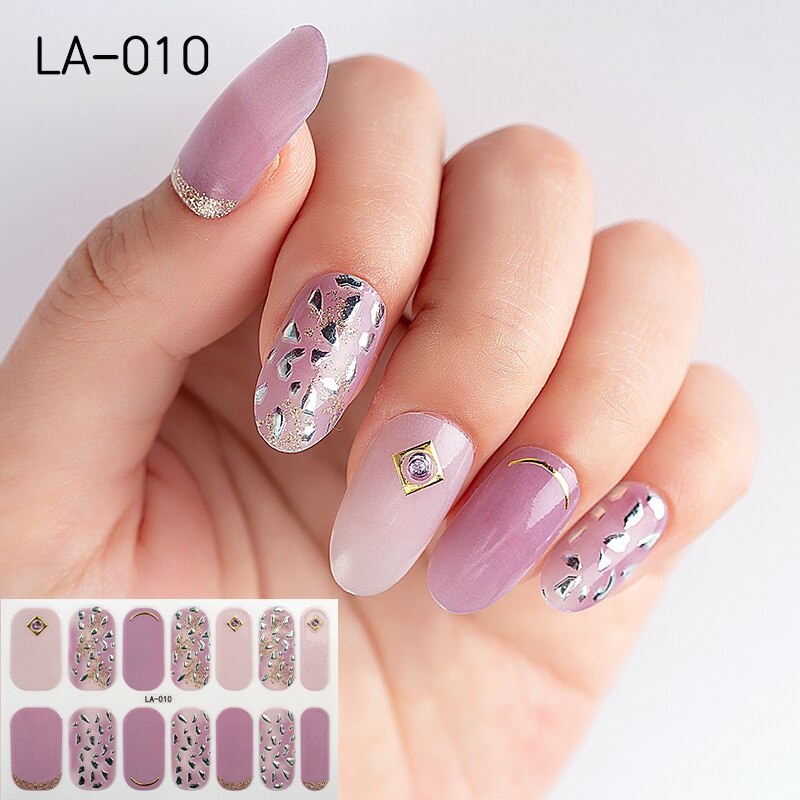22tips Korea Toe Nail Sticker Wraps Adhesive Decals Toenail Polish Strips DIY Pedicure Foot Decals Manicure Women nail art DailyAlertDeals LA-010(14Tips)  