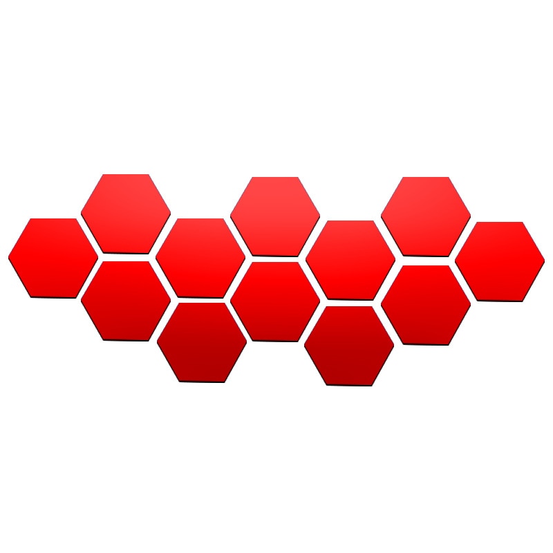 6/12Pcs 3D Mirror Wall Sticker Home Decor Hexagon Decorations DIY Removable Living-Room Decal Art Ornaments For Home 3d wall Mirror Stickers DailyAlertDeals 12PCS Red XS 46x40x23mm 