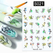 Harunouta French Line Pattern 3D Nail Art Stickers Fluorescence Color Flower Marble Leaf Decals On Nails  Ink Transfer Slider 0 DailyAlertDeals   