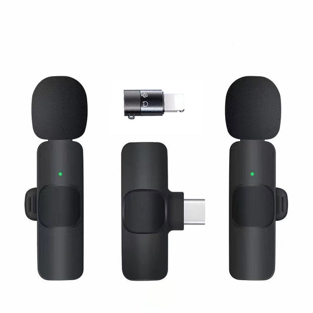 Wireless Lavalier Microphones & Systems Portable Audio Video Recording Mini Mic For iPhone Android Facebook Youtube Live Broadcast Gaming wiresless mircophone DailyAlertDeals Lightning-1 2 in 1  