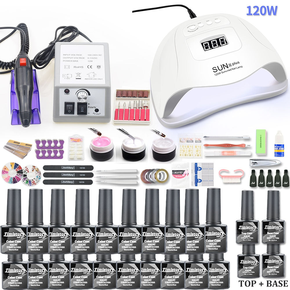 Gel Nail Polish Set 20000-35000RPM Nail Drill Machine Kit With UV LED Lamp Manicure Tools Kit Nail Art Set UV Builder Nail Gel Electric Manicure Drill & Accessory DailyAlertDeals 20000RPM 120W 20pcs China 