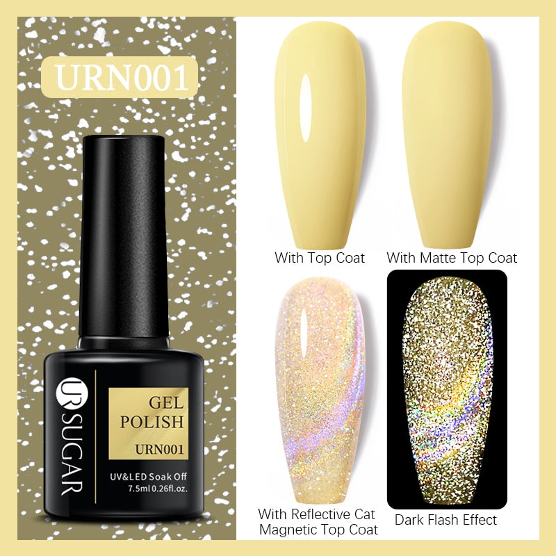 UR SUGAR Holographic Gel Reflective Cat Magnetic Nail Gel Polish Soak Off Laser Gel Glitter Varnish Manicure Nail Art Design Magnetic Nail Gel Polish DailyAlertDeals URN001  